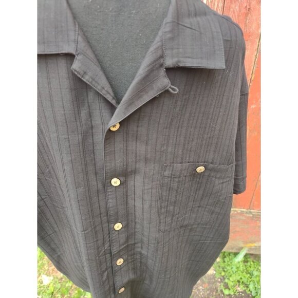 Mens XXL Button Up Shirt Island Shores Black - Picture 2 of 4
